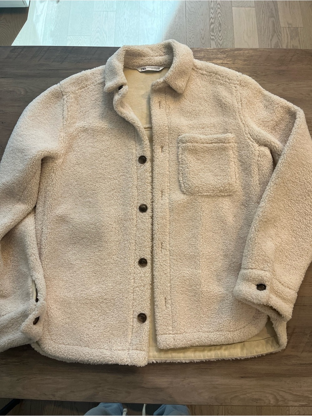 Zara Cream Sherpa Shirt Jacket